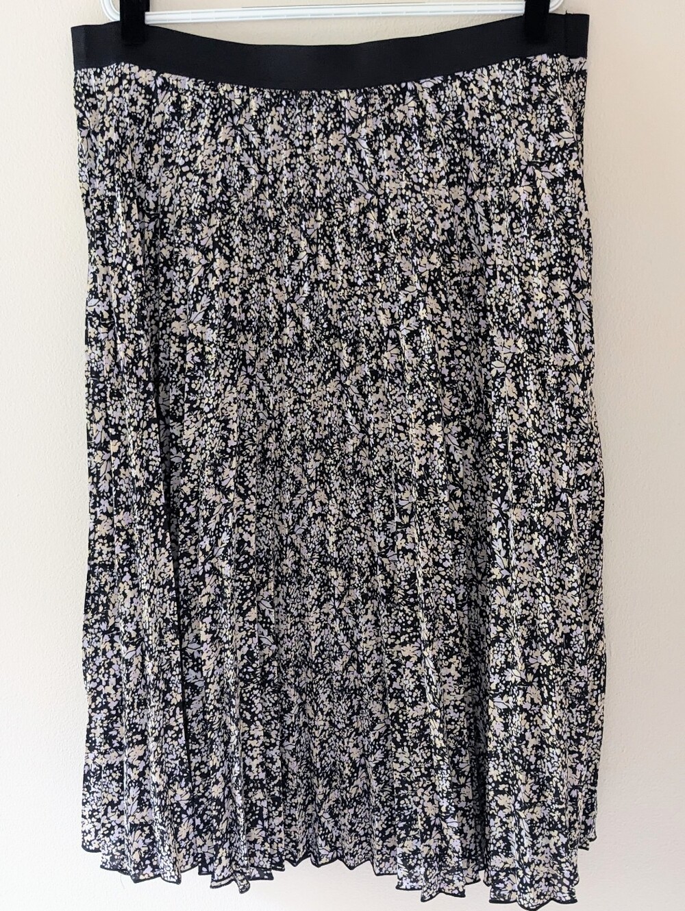 Vince Camuto Floral Pleated Midi Skirt XXL Elastic Waist Moody Romantic